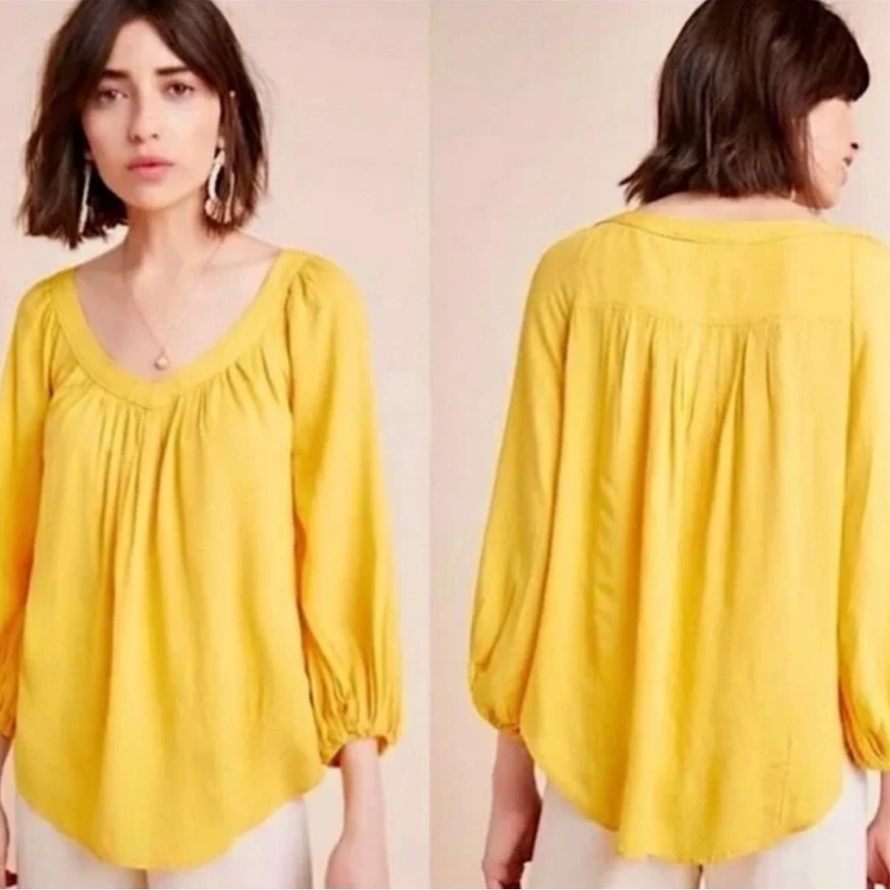 MAEVE by ANTHROPOLOGIE Yellow Balloon Sleeve Blouse